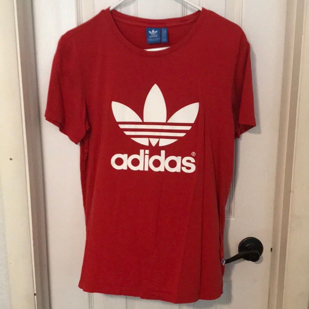red adidas shirt